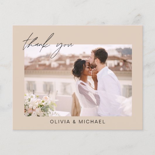 Budget bruiloft terracotta foto dank u kaarten (Voorkant)