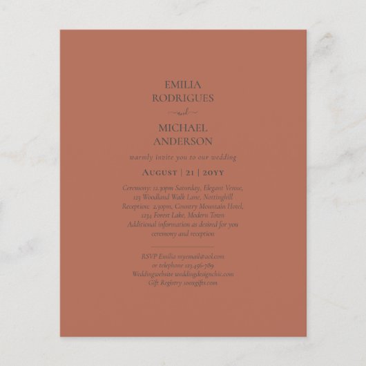 BUDGET Bruiloft Terracotta Monochroom Flyer (Voorkant)