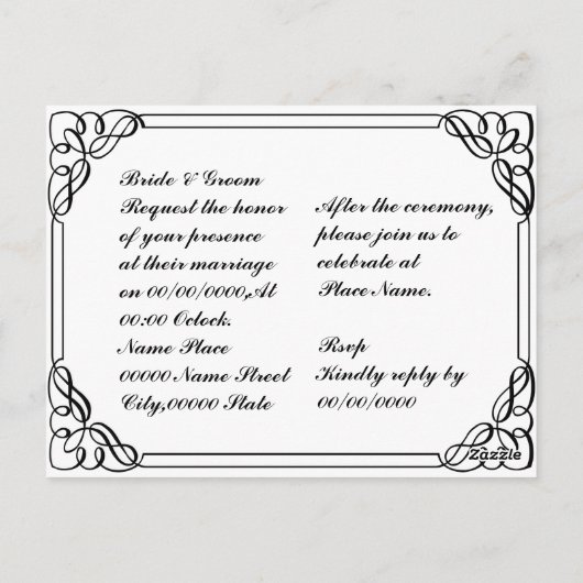 budget bruiloft uitnodiging (Achterkant)