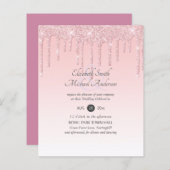 Budget Bruiloft Uitnodiging Glitter Roze Meisjesac (Voorkant / Achterkant)