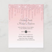 Budget Bruiloft Uitnodiging Glitter Roze Meisjesac (Voorkant)