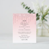 Budget Bruiloft Uitnodiging Glitter Roze Meisjesac (Staand voorkant)