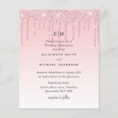 Budget Bruiloft Uitnodiging Glitter Roze Meisjesac (Voorkant)