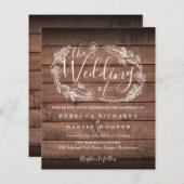 Budget Bruiloft uitnodiging met houten bladmotief (Voorkant / Achterkant)