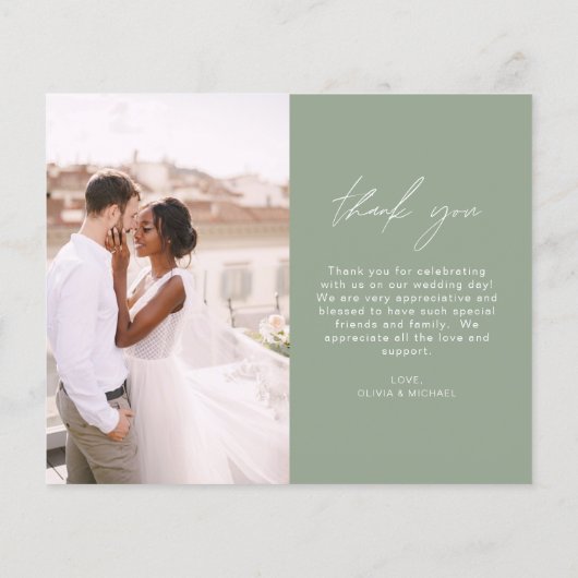 Budget Bruiloft Wijze Groene Foto Dank u Kaarten (Achterkant)