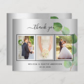 Budget bruiloft zilver fotoscript bedankt je kaart (Voorkant / Achterkant)