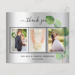 Budget bruiloft zilver fotoscript bedankt je kaart