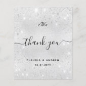 Budget bruiloft zilveren glitter stof bedankt (Voorkant)