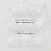 Budget bruiloft zilveren glitter stof bedankt (Achterkant)