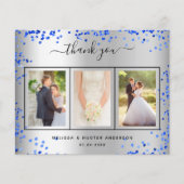 Budget bruiloft zilveren koninklijke foto bedankt (Voorkant)
