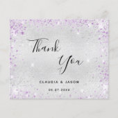 Budget bruiloft zilveren paarse foto bedankt (Voorkant)