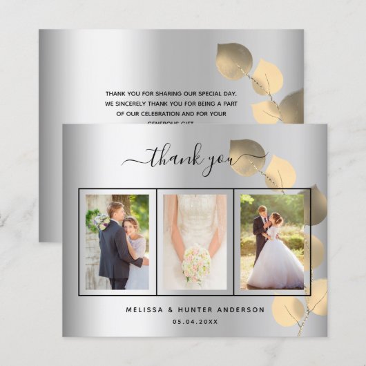 Budget bruiloft zilvergoudfoto bedankt (Voorkant / Achterkant)