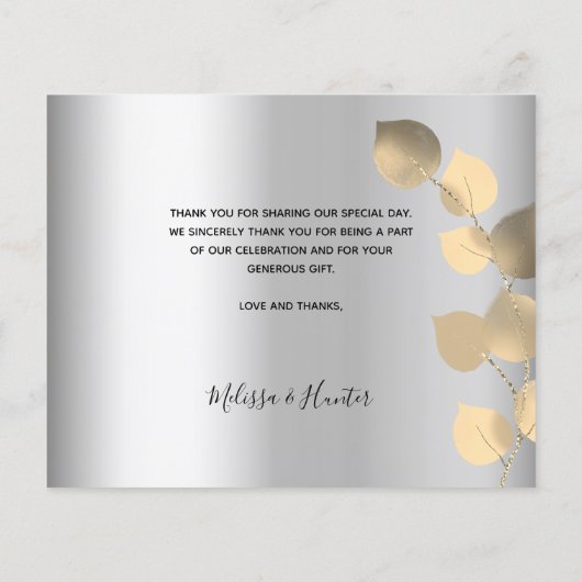 Budget bruiloft zilvergoudfoto bedankt (Achterkant)