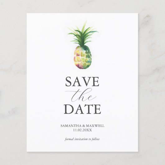 Budget Bruiloften Save The Date Ananas Flyer (Voorkant)