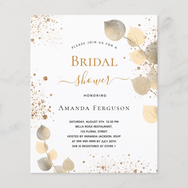 Budget bruiloftfeest eucalyptus glitters goud (Voorkant)