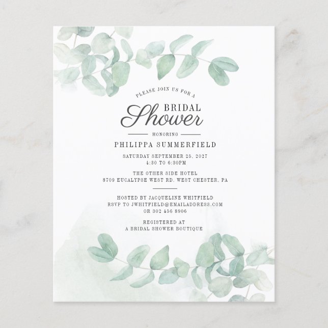 Budget Bruiloftsfeest Eucalyptus Groene Bloemen (Voorkant)