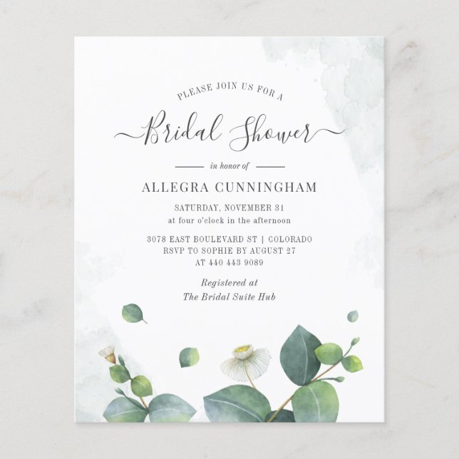 Budget Bruiloftsfeest Eucalyptus Succulent Groene  (Voorkant)