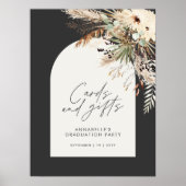 Budget bruiloftsfeest pampas kaarten en cadeaus zw poster (Voorkant)