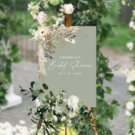 Budget bruiloftsshower pampas gras moderne elegant poster