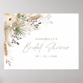 Budget bruiloftsshower pampas gras moderne elegant poster (Voorkant)