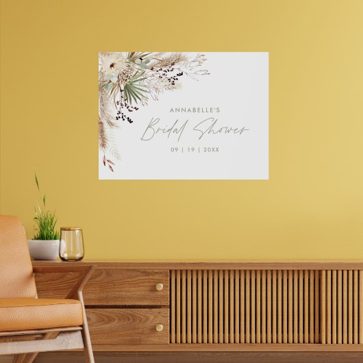 Budget bruiloftsshower pampas gras moderne elegant poster (Woonkamer 2)