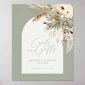 Budget bruiloftsshower pampas kaarten cadeaus sali poster (Voorkant)