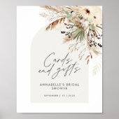 Budget bruiloftsshower pampas kaarten en cadeaus b poster (Voorkant)