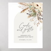 Budget bruiloftsshower pampas kaarten en cadeaus b poster (Voorkant)