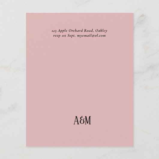 Budget Bruiloftsshower Roze Bloemen Goud Modern Flyer (Achterkant)