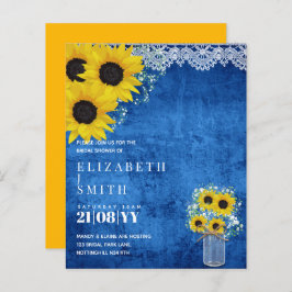 BUDGET Bruiloftsshower Uitnodiging Landelijke Zonn