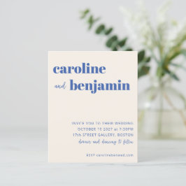 Budget Bruin Ecru Blauw Modern Huwelijksuitnodigin