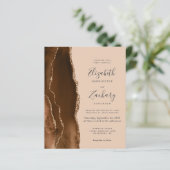 Budget Bruin Goud Agate Tan QR Code Trouw Uitnodig (Staand voorkant)