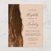 Budget Bruin Goud Agate Tan QR Code Trouw Uitnodig (Voorkant)