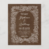 Budget Bruin Herfst Bloemen Bruiloft Uitnodiging (Voorkant)