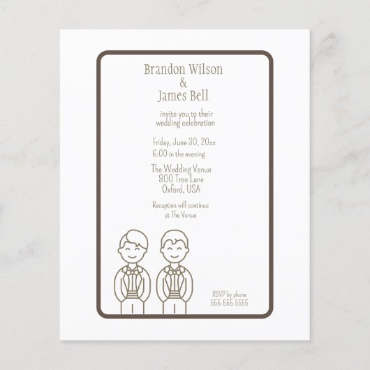 BUDGET Bruine Gay Couple Weddenschap Flyer (Voorkant)