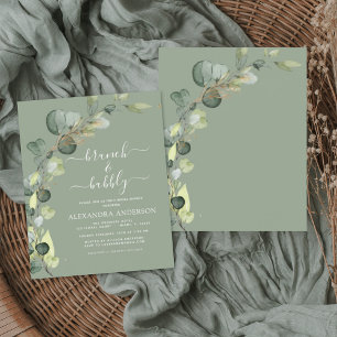 Budget Brunch & Bubble Sage Groene uitnodiging