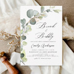 Budget Brunch & Bubble Vrijgezellenfeest Eucalyptu<br><div class="desc">Brunch en Bubble Eucalyptus Greenery Succulent Botanical Waterverf Emerald Green Spring Wedding Bridal Shower Invitations on white background - bevat prachtige en elegante scripttypografie met moderne botanische bladeren en groen voor de speciale Bride om te vieren.</div>