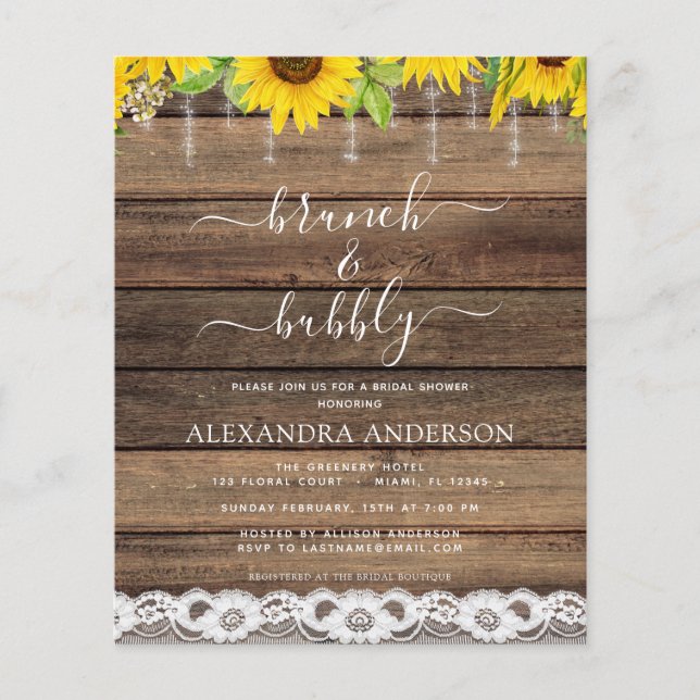 Budget Brunch & Bubble Vrijgezellenfeest Sunflower (Voorkant)