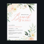 budget Brunch & bubbly green perach waterverf Flyer<br><div class="desc">budget Brunch & bubbly green and perach waterverf floral bruiloft bridal douche-uitnodiging. Een deel van een collectie.</div>