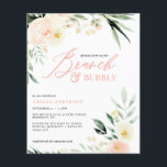 budget Brunch & bubbly groene perzik aquarel  Flyer<br><div class="desc">budget Brunch & bubbly groene en perzik aquarel bloemige bruiloft bruids douche uitnodiging. Maakt deel uit van een collectie.</div>