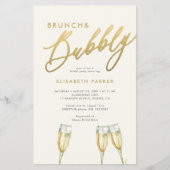 Budget brunch en bubbelige bruids douche uitnodigi flyer (Voorkant)