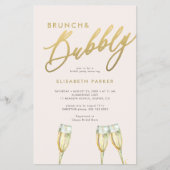 Budget brunch en bubbelige bruids douche uitnodigi flyer (Voorkant)