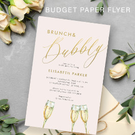 Budget brunch en bubbelige bruids douche uitnodigi flyer