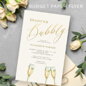 Budget brunch en bubbelige bruids douche uitnodigi flyer
