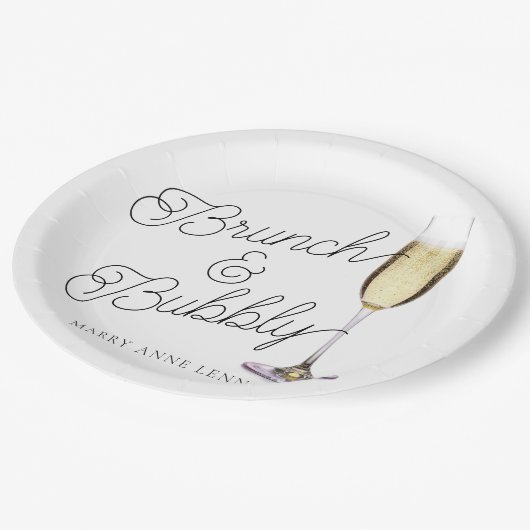 Budget Brunch en Bubble Cocktail Papieren Bordje (Gekanteld)