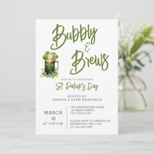 Budget Bubble en Brews St. Patricks Day Party Kaart (Staand voorkant)