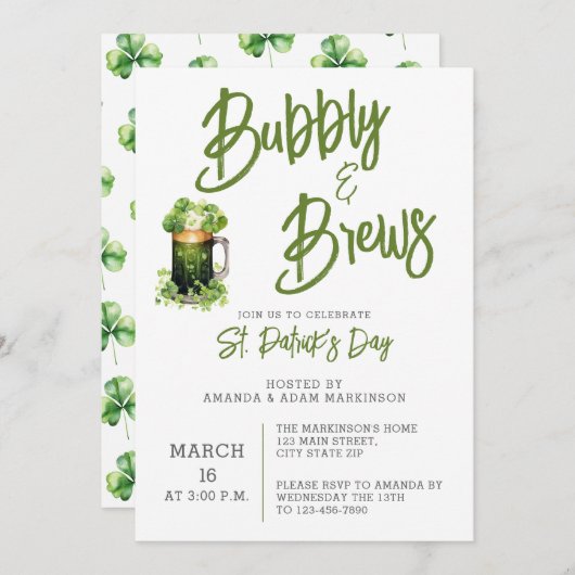 Budget Bubble en Brews St. Patricks Day Party Kaart (Voorkant / Achterkant)