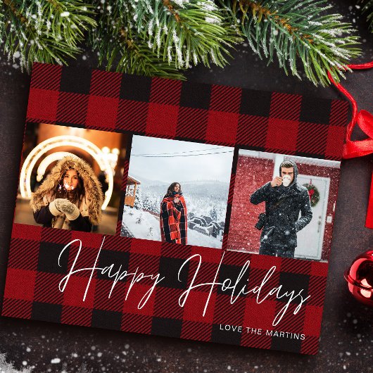 Budget Buffalo Check 3 Foto Prettige Feestdagen Flyer