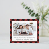 Budget Buffalo Plaid Photo Red Black Holiday Card (Staand voorkant)