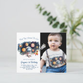 Budget Buitenruimte Foto 1e verjaardag Uitnodiging (Staand voorkant)